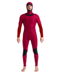 NuWave Session 5/4/3mm Hooded Chest Zip Wetsuit in Black, Black & Red