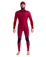 NuWave Session 5/4/3mm Hooded Chest Zip Wetsuit in Black, Black & Red