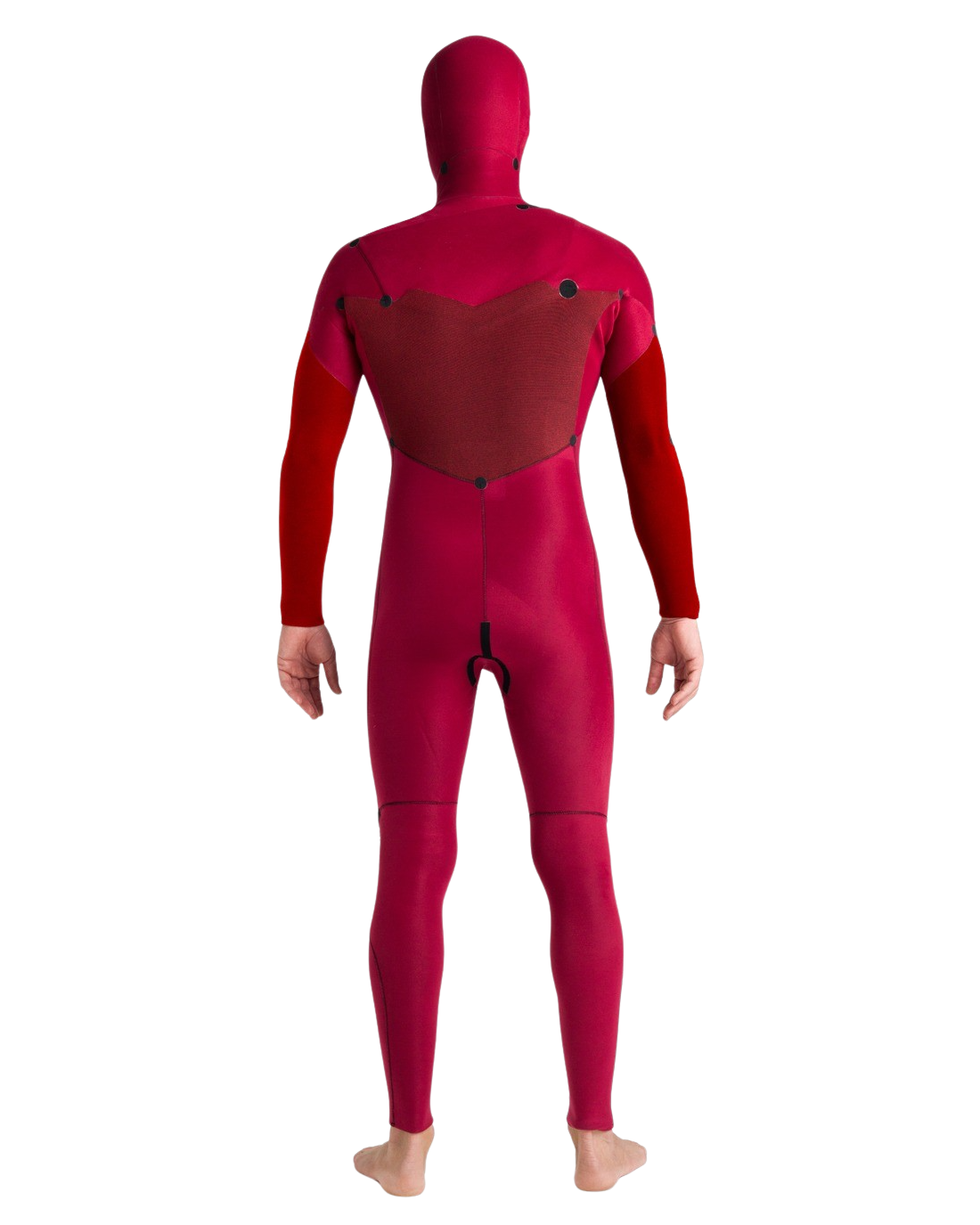 NuWave Session 5/4/3mm Hooded Chest Zip Wetsuit in Black, Black & Red
