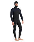 NuWave Session 5/4/3mm Hooded Chest Zip Wetsuit in Black, Black & Red