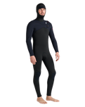 NuWave Session 5/4/3mm Hooded Chest Zip Wetsuit in Black, Black & Red