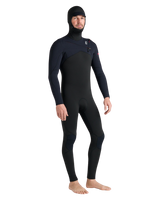 NuWave Session 5/4/3mm Hooded Chest Zip Wetsuit in Black, Black & Red