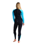 The C-Skins Womens Surflite 3/2mm Back Zip Wetsuit in Black, Bright Cyan & Azure