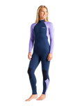 The C-Skins Womens Surflite 3/2mm Back Zip Wetsuit in Bluestone, Lilac & White