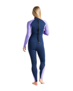 The C-Skins Womens Surflite 3/2mm Back Zip Wetsuit in Bluestone, Lilac & White