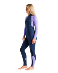 The C-Skins Womens Surflite 3/2mm Back Zip Wetsuit in Bluestone, Lilac & White