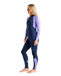The C-Skins Womens Surflite 3/2mm Back Zip Wetsuit in Bluestone, Lilac & White