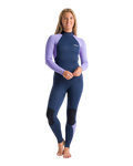 The C-Skins Womens Surflite 3/2mm Back Zip Wetsuit in Bluestone, Lilac & White