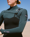 NuWave Solace 5/4/3mm Chest Zip Wetsuit in Black, Forest Green & Mulberry