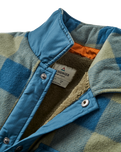 Firelight Sherpa Lined Overshirt in Dusty Olive & Dark Denim Check