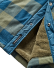 Firelight Sherpa Lined Overshirt in Dusty Olive & Dark Denim Check