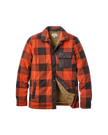 Firelight Sherpa Lined Overshirt in Dark Rust Buffalo Check