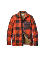 Firelight Sherpa Lined Overshirt in Dark Rust Buffalo Check