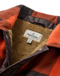 Firelight Sherpa Lined Overshirt in Dark Rust Buffalo Check