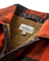 Firelight Sherpa Lined Overshirt in Dark Rust Buffalo Check