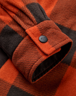 Firelight Sherpa Lined Overshirt in Dark Rust Buffalo Check
