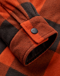 Firelight Sherpa Lined Overshirt in Dark Rust Buffalo Check
