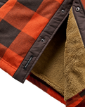 Firelight Sherpa Lined Overshirt in Dark Rust Buffalo Check