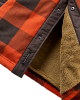 Firelight Sherpa Lined Overshirt in Dark Rust Buffalo Check