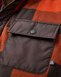Firelight Sherpa Lined Overshirt in Dark Rust Buffalo Check