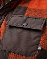 Firelight Sherpa Lined Overshirt in Dark Rust Buffalo Check