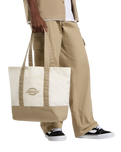 Logo Canvas Beach Bag in Egret