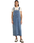 Bib Long Overall Dress in Rinsed Blue Fade