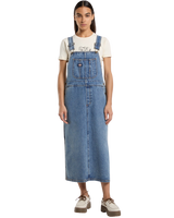 Bib Long Overall Dress in Rinsed Blue Fade