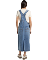 Bib Long Overall Dress in Rinsed Blue Fade
