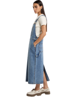 Bib Long Overall Dress in Rinsed Blue Fade