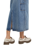 Bib Long Overall Dress in Rinsed Blue Fade