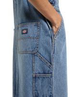 Bib Long Overall Dress in Rinsed Blue Fade