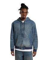 Hilham Hooded Jacket in Khaki Tinted Blue