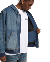 Hilham Hooded Jacket in Khaki Tinted Blue