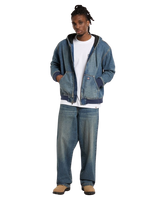 Hilham Hooded Jacket in Khaki Tinted Blue