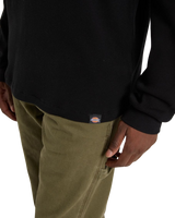 Waffle Long Sleeve T-Shirt in Black