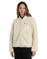 The Dickies Womens Central Sherpa Bomber Jacket in Whitecap