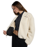 The Dickies Womens Central Sherpa Bomber Jacket in Whitecap