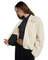 The Dickies Womens Central Sherpa Bomber Jacket in Whitecap