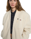 The Dickies Womens Central Sherpa Bomber Jacket in Whitecap