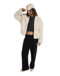 The Dickies Womens Central Sherpa Bomber Jacket in Whitecap