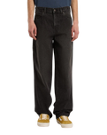 The Dickies Mens 958 Baggy Tapered Work Jeans in Black Wash Faded