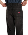 The Dickies Mens 958 Baggy Tapered Work Jeans in Black Wash Faded