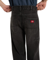 The Dickies Mens 958 Baggy Tapered Work Jeans in Black Wash Faded