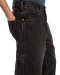 The Dickies Mens 958 Baggy Tapered Work Jeans in Black Wash Faded