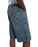 958 13" Loose Denim Shorts in Khaki Tinted Blue