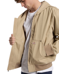 Unlined Canvas Hooded Bomber Jacket in Desert Sand