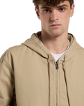 Unlined Canvas Hooded Bomber Jacket in Desert Sand