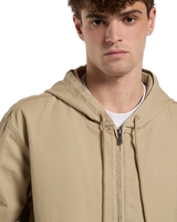 Unlined Canvas Hooded Bomber Jacket in Desert Sand