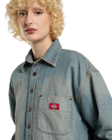The Dickies Womens Mina Denim Shacket in Aged Fade